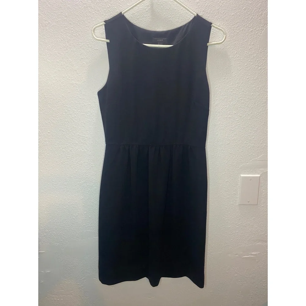 J.Crew Dress Womens 6 Black Sleeveless Round Neck Side Zip Pleated Party